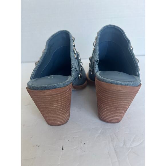 NWT Gianni Bini Walden Denim Rhinestone Embellished Slip On Western Mules Sz 8 - Picture 6 of 11